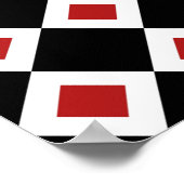 Schwarz, Weiß, rotes Diamantmuster Poster (Ecke)