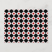 Schwarz, Weiß, rotes Diamantmuster Postkarte (Vorderseite)