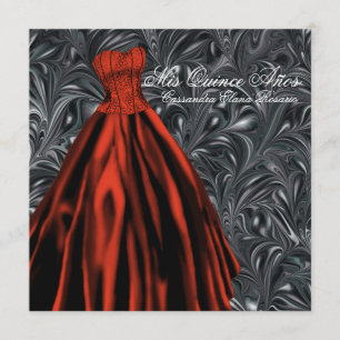 Schwarz Weiß Rotes Kleid Schwarz Rote Quinceanera Einladung