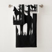 Schwarz Weiß Rotkäppchen Wolf im Wald Bäume Badhandtuch Set (Insitu)