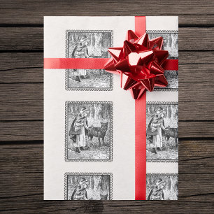 Schwarz Weiß Rotkäppchen Wolf Schwarz Rahmen Geschenkpapier