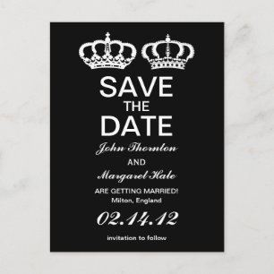 Schwarz-weiß Royal Couple Save the Date Ankündigungspostkarte
