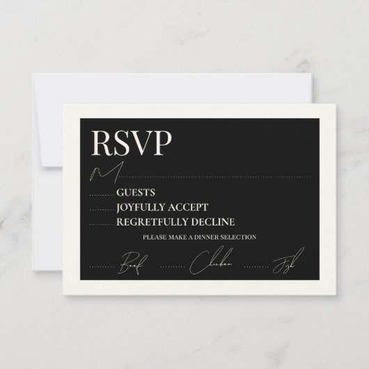Schwarz-Weiß-RSVP-Karte 3,5 x 5 x 5 RSVP Karte (Vorderseite)