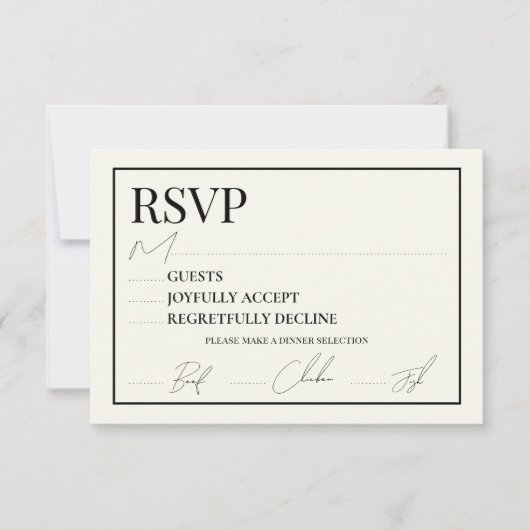 Schwarz-Weiß-RSVP-Karte 3,5 x 5 x 5 RSVP Karte (Vorderseite)