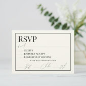 Schwarz-Weiß-RSVP-Karte 3,5 x 5 x 5 RSVP Karte (Stehend Vorderseite)