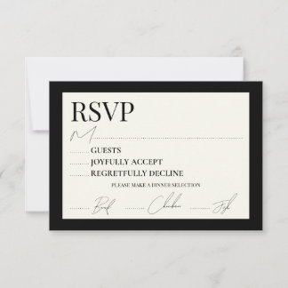 Schwarz-Weiß-RSVP-Karte 3,5 x 5 x 5 RSVP Karte
