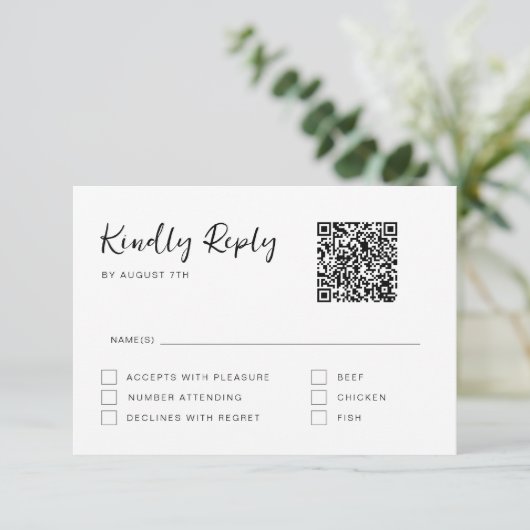 Schwarz-Weiß-RSVP-Karte RSVP Karte (Stehend Vorderseite)