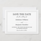 Schwarz-Weiß-Rückenfoto Formelle Hochzeit Save The Date (Vorderseite)