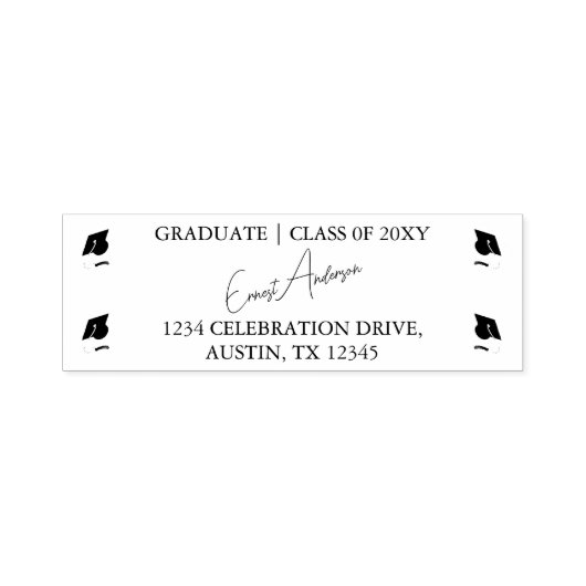 Schwarz-Weiß-Rücksendeadresse des modernen Abschlu Permastempel (Design)