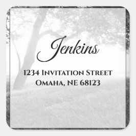 Schwarz-Weiß-Rücksendeadressen-Aufkleber im Freien Quadratischer Aufkleber