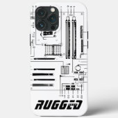 Schwarz-Weiß-RUGGED-GEEK-Hauptplatine Tech Case-Mate iPhone Hülle (Rückseite)
