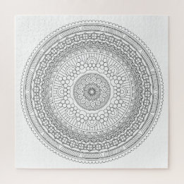 Schwarz-Weiß-Rund-Mandala v3 zum Ausmalen Puzzle