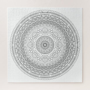 Schwarz-Weiß-Rund-Mandala v3 zum Ausmalen Puzzle