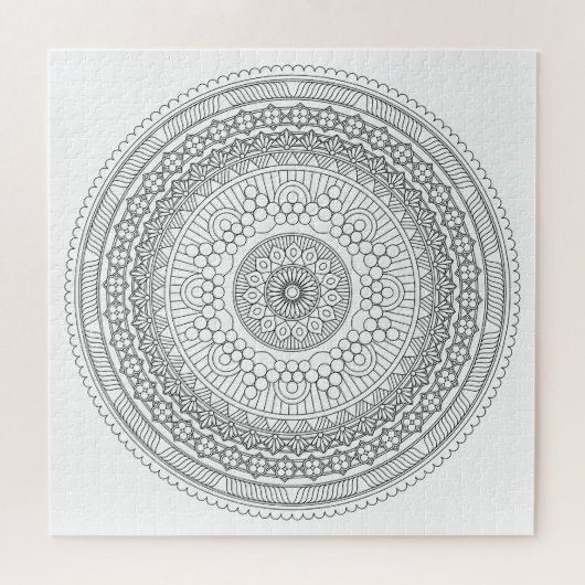 Schwarz & Weiß Runde Mandala v3 Coloring Puzzle (Horizontal)