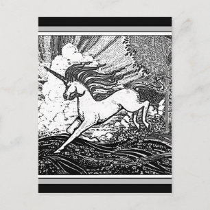 Schwarz-Weiß-Running-Unicorn-Geschenke Postkarte