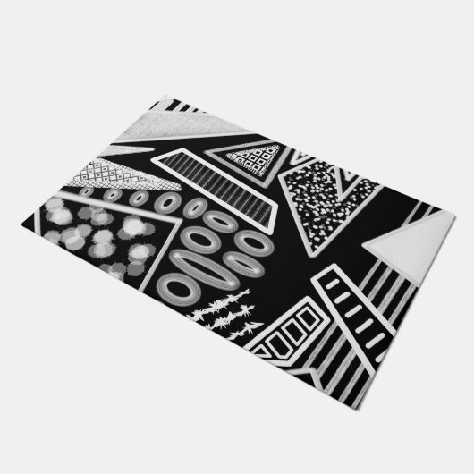 Schwarz-Weiß-Runway-Mode Inspiriert Fußmatte (Schrägansicht)