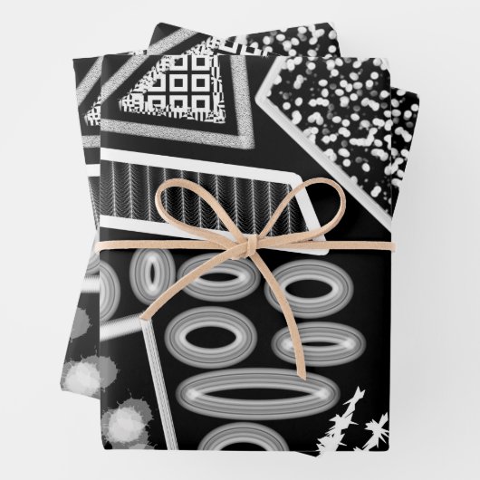 Schwarz-Weiß-Runway-Mode Inspiriert Geschenkpapier Set (Beispiel)