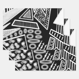 Schwarz-Weiß-Runway-Mode Inspiriert Geschenkpapier Set