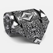 Schwarz-Weiß-Runway-Mode Inspiriertes Muster Krawatte (Gerollt)