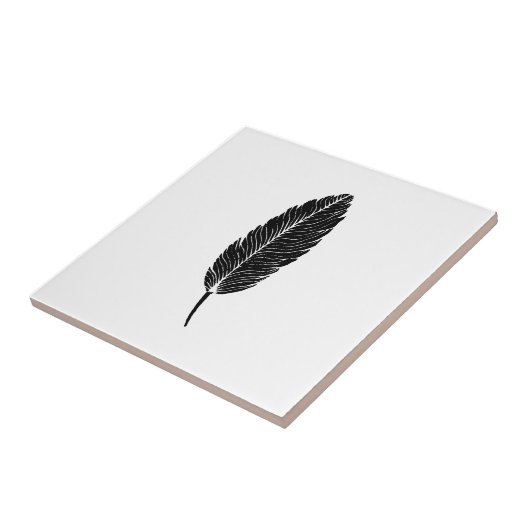 Schwarz-Weiß-Rustikal-Feather-Linocut Fliese (Seite)