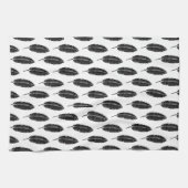 Schwarz-Weiß-Rustikal-Feather-Linocut Geschirrtuch (Horizontal)