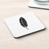 Schwarz-Weiß-Rustikal-Feather-Linocut Getränkeuntersetzer (Linke Seite)