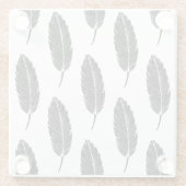 Schwarz-Weiß-Rustikal-Feather-Linocut Glasuntersetzer (Rückseite)