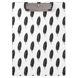 Schwarz-Weiß-Rustikal-Feather-Linocut Klemmbrett