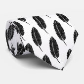Schwarz-Weiß-Rustikal-Feather-Linocut Krawatte (Gerollt)