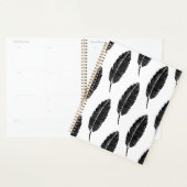 Schwarz-Weiß-Rustikal-Feather-Linocut-Muster Planer (Anzeige)