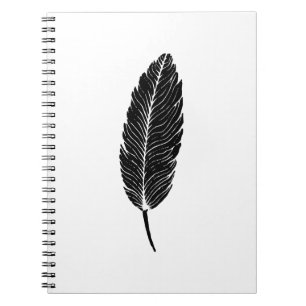 Schwarz-Weiß-Rustikal-Feather-Linocut Notizblock