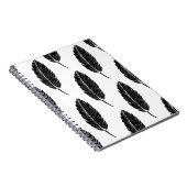 Schwarz-Weiß-Rustikal-Feather-Linocut Notizblock (Rechte Seite)