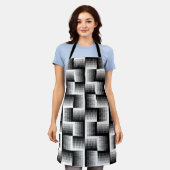 Schwarz-Weiß-Sägezahnfarben Schürze (Getragen)