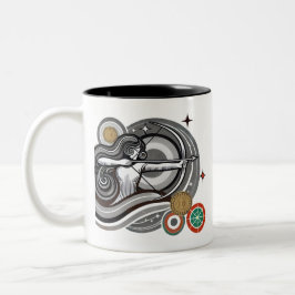 Schwarz-Weiß-Sagittarius Zodiac-Tasse Zweifarbige Tasse