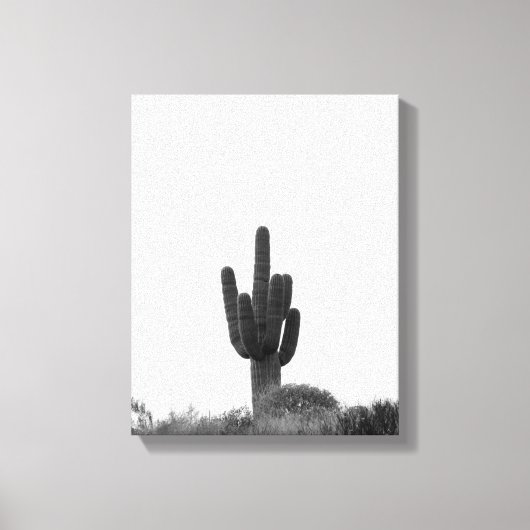 Schwarz-Weiß-Saguaro-Kaktus auf Hügelspitze 11x14 Leinwanddruck (Vorderseite)