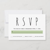 Schwarz, weiß, Salbei, grün Typografie Hochzeit RS RSVP Karte (Vorderseite)