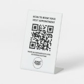 Schwarz-weiß Salon QR Code Terminierung Buchung Sockelschild (Vorderseite)