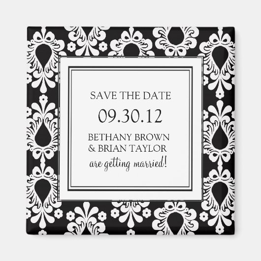 Schwarz/Weiß-Sammlung Speichern des Datumsfelds Magnet (Vorne)