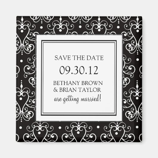 Schwarz/Weiß-Sammlung Speichern des Datumsfelds Magnet (Vorne)