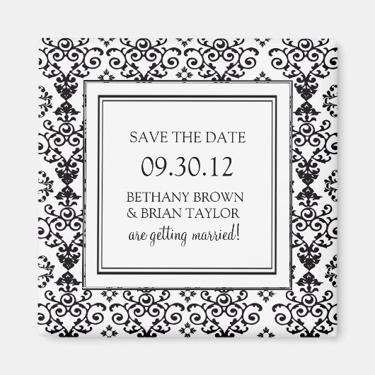 Schwarz/Weiß-Sammlung Speichern des Datumsfelds Magnet (Vorne)