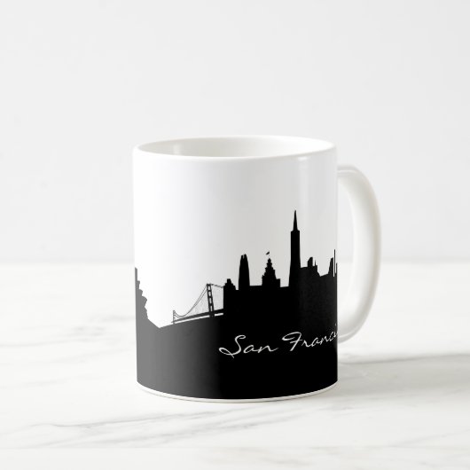 Schwarz-Weiß-San Francisco-Skyline Kaffeetasse (VorderseiteRechts)