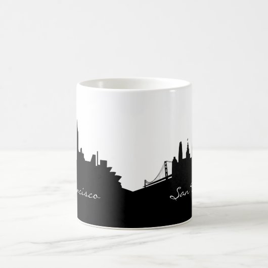 Schwarz-Weiß-San Francisco-Skyline Kaffeetasse (Mittel)