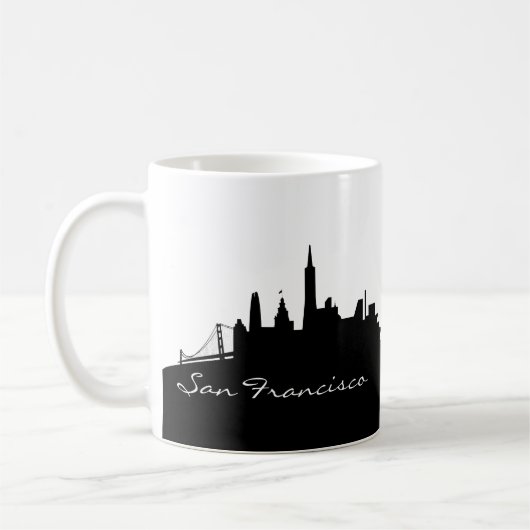 Schwarz-Weiß-San Francisco-Skyline Kaffeetasse (Links)