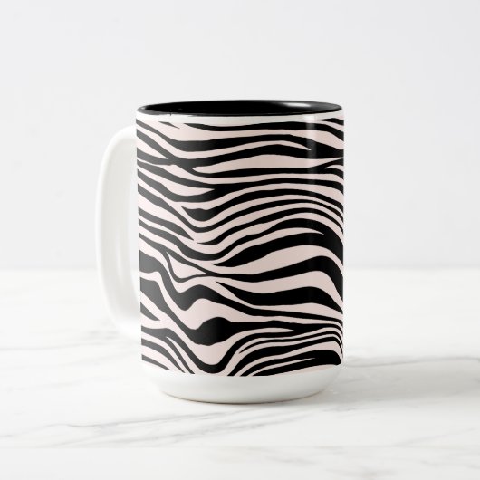 Schwarz-Weiß-Sand-Zebra-Print Zweifarbige Tasse (Vorderseite Links)