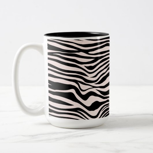 Schwarz-Weiß-Sand-Zebra-Print Zweifarbige Tasse (Links)