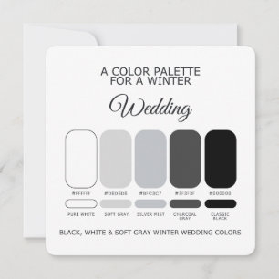 Schwarz Weiß Sanft Grau Winter Hochzeitspalette Ka Einladung