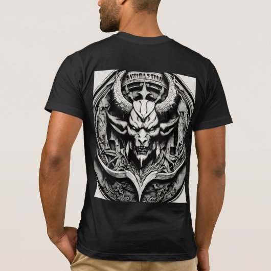 Schwarz-Weiß-Satan-Logo T-Shirt (Rückseite)