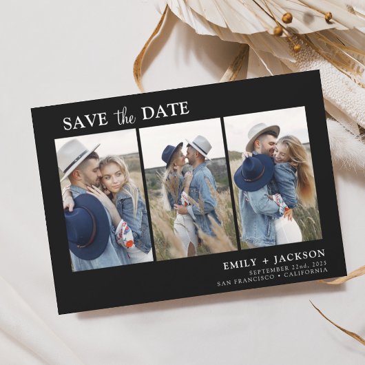 Schwarz-weiß Save the Date 3 Foto Einfach