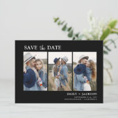 Schwarz-weiß Save the Date 4 Foto Einfach (Stehend Vorderseite)