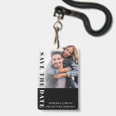 Schwarz-Weiß Save-the-Date-Abzeichen Ausweis (Vorderseite mit Lanyard)